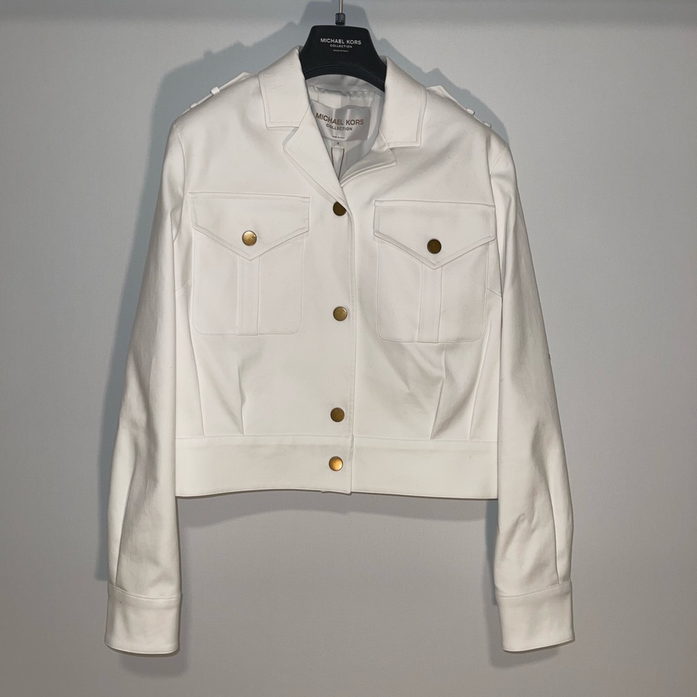Michael Kors Collection White Button-Up Jacket